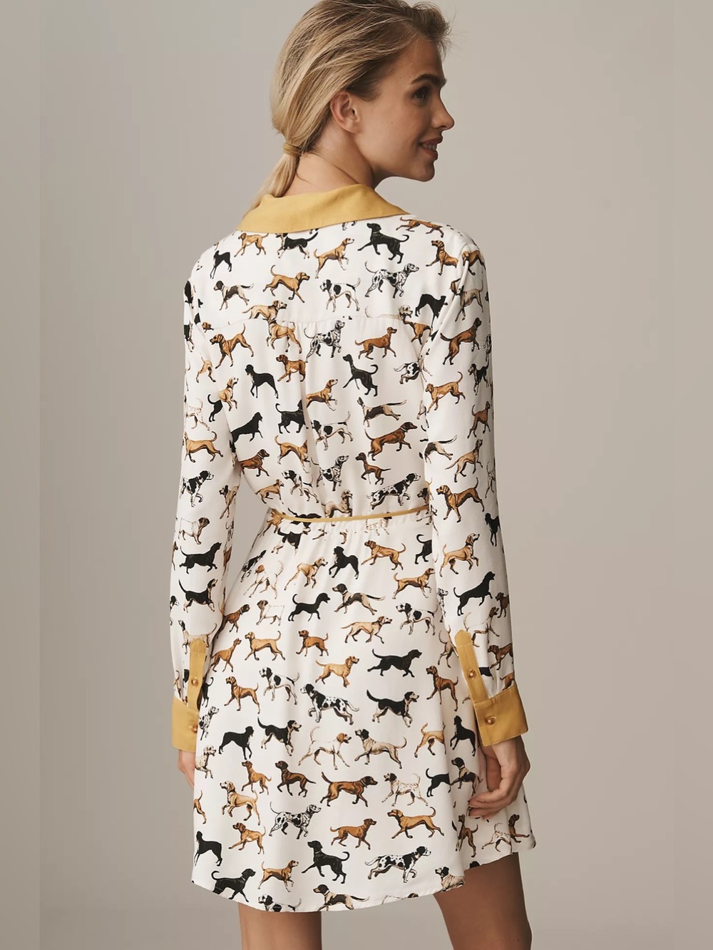 Maeve Long-Sleeve Printed Wrap Mini Shirt Dress Size L - Picture 3 of 14